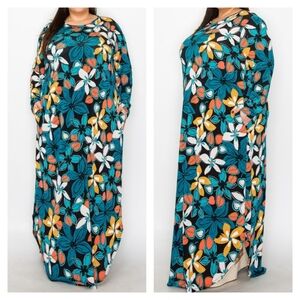 New Teal Floral Print Maxi